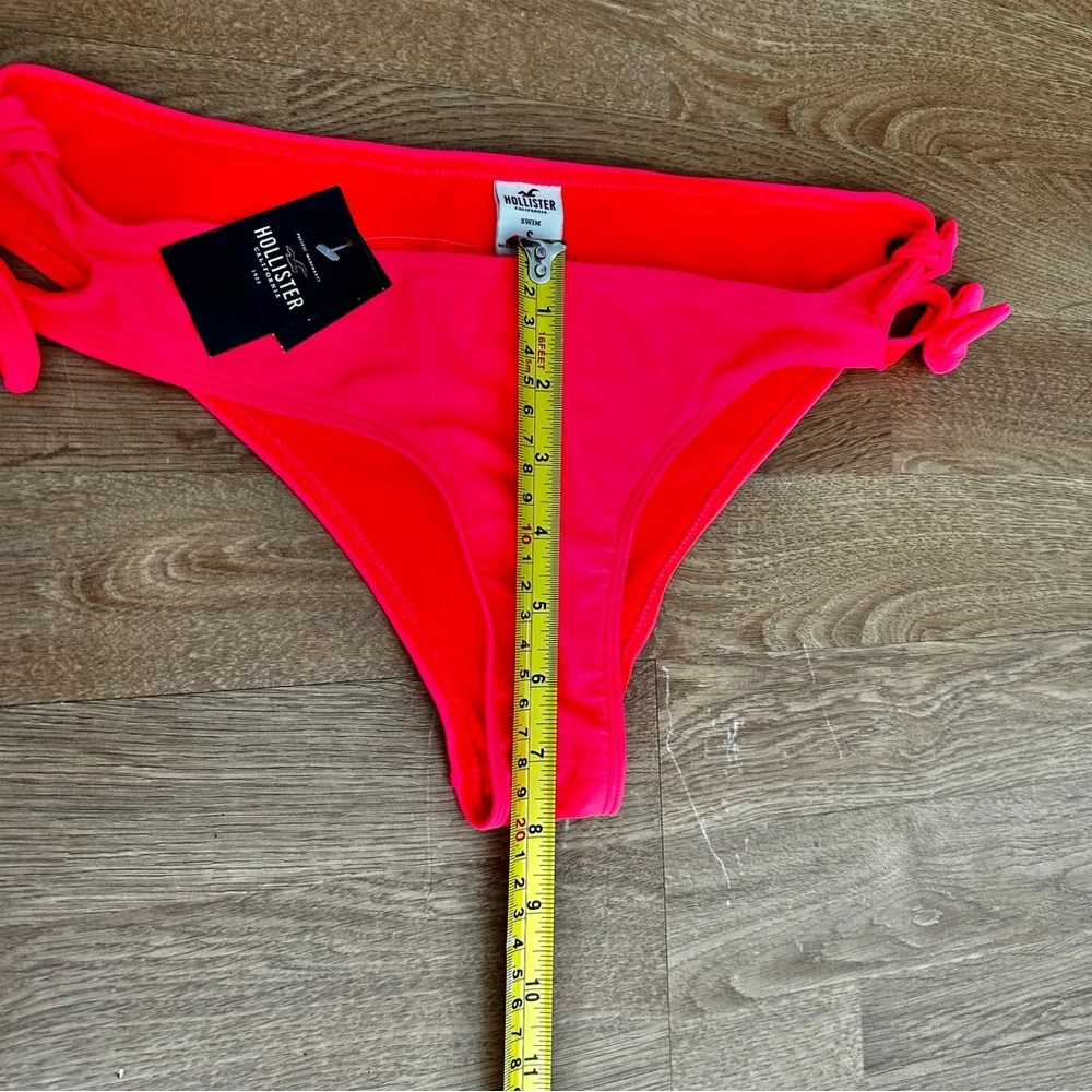 New!!! Hollister bright neon coral bikini bottom with tied sides Size S